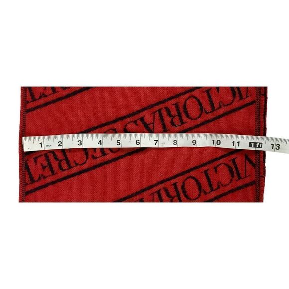 Victoria's Secret Scarf Signature Logo Red One Size Wrap Woven Fringe Gift Cozy - Picture 5 of 7
